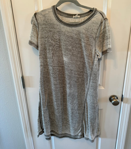 Waffle Knit TShirt Dress Women’s Size Medium Heather Gray