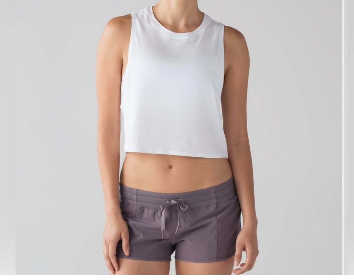 Lululemon Cut Back Crop Tank Women’s Size 8 White