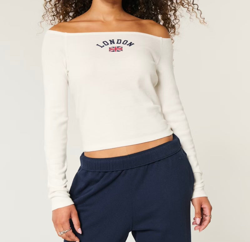 Hollister London Graphic Tee Women’s Small NWT White