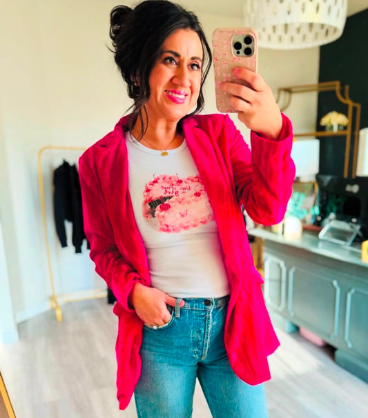 Nasty Gal Velvet Blazer Women’s Size 10 Hot Pink