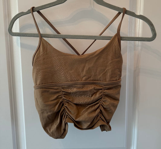 Free People FP Movement On The Rise Ruched Cami Women’s Size M/L Tan