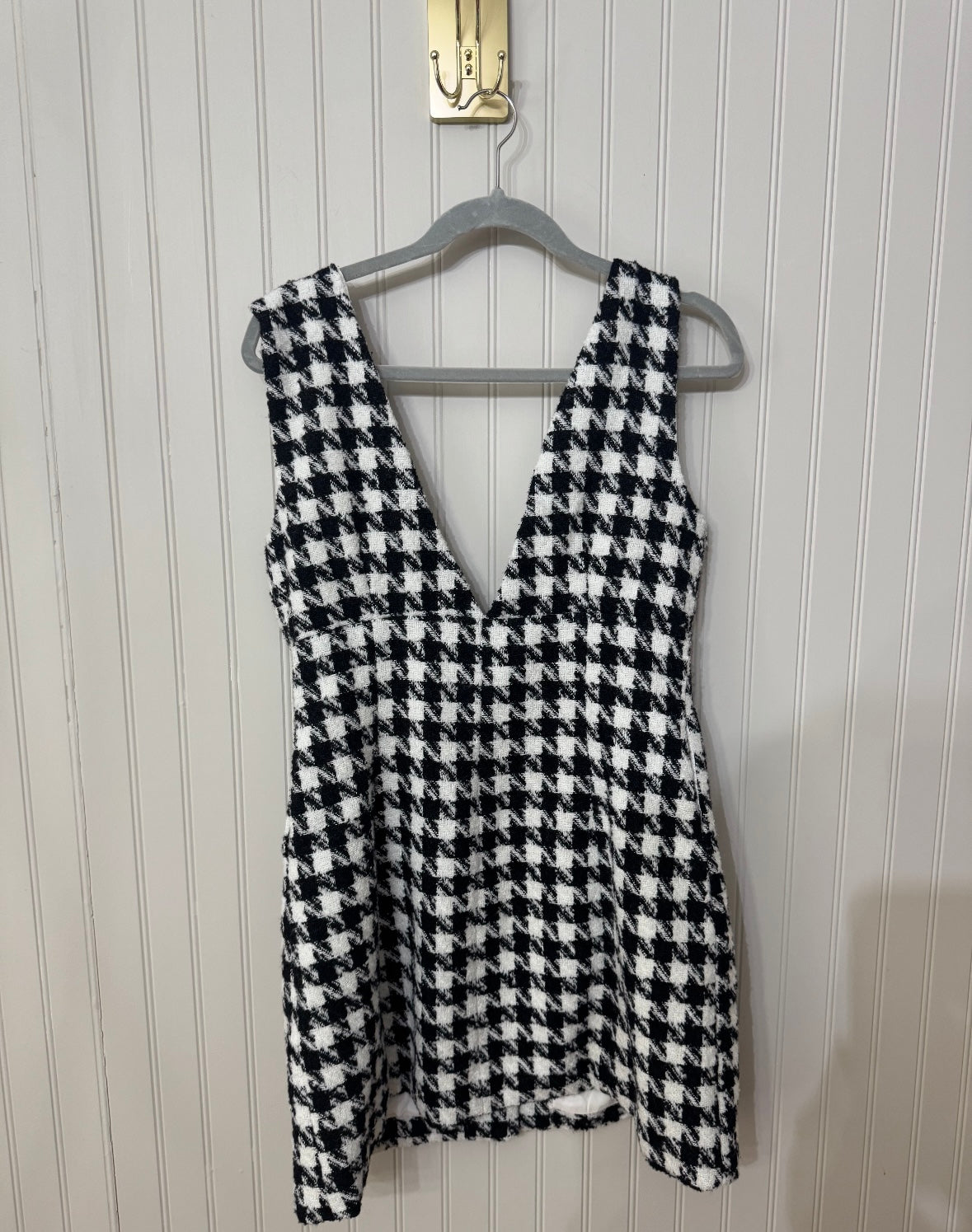 Pink Lily Houndstooth Dress Women’s Large Black White