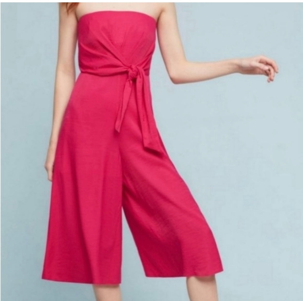 Anthropologie Maeve Strapless Jumpsuit Women’s Size 2P Pink Rose