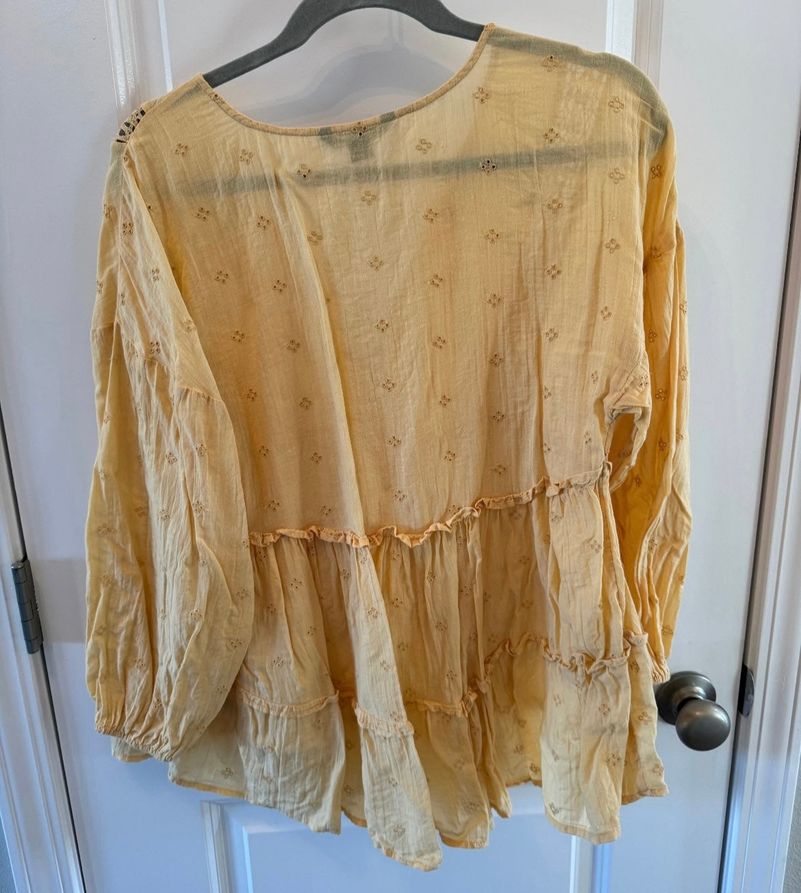 American Eagle Bohemian Peasant Top Women’s Size XS Pastel Yellow