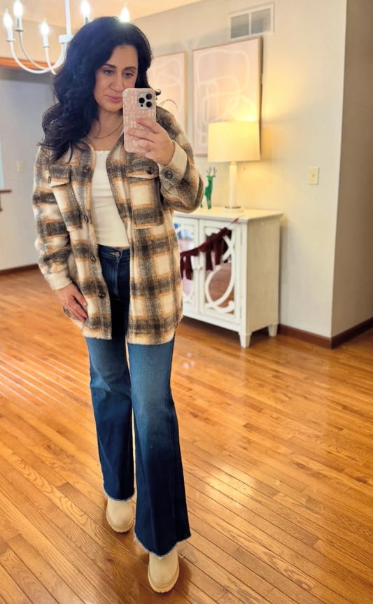 Sanctuary Plaid Flannel Shacket Women’s Small Brown