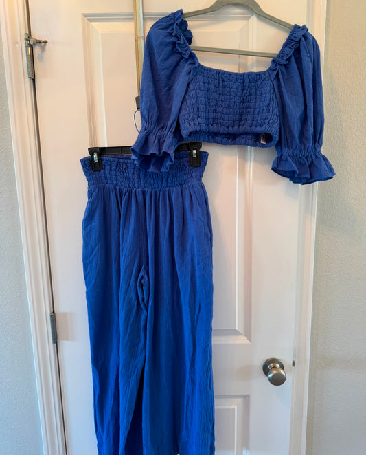 Free People At Ease Matching Set Women’s Small Mazarine Blue NWT