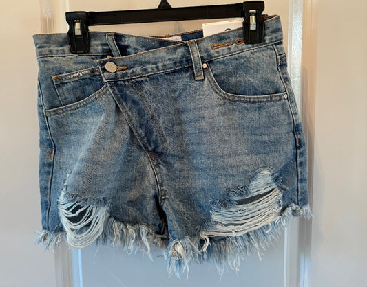 Insane Gene Crossover Denim Mom Shorts Women’s Size Small Distressed Mid-Wash