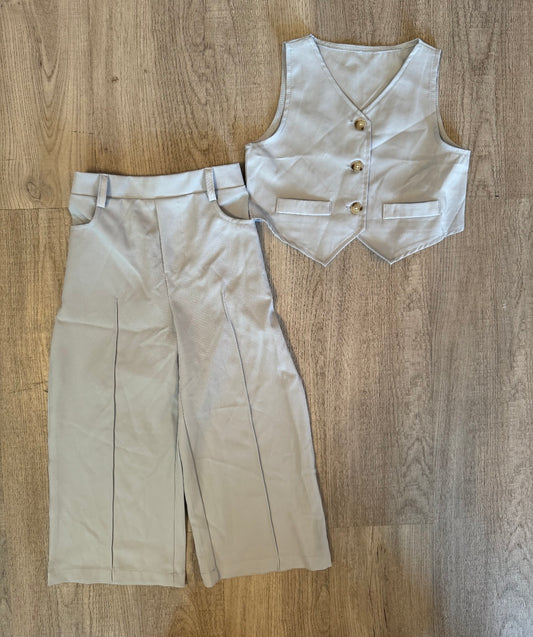 Vest & Wide Leg Trousers Matching Set Youth Girl Size 4 Years Pastel Blue