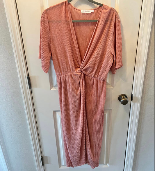 All In Favor Dolman Plissé Midi Dress Women’s Size Medium 8-10 Mauve