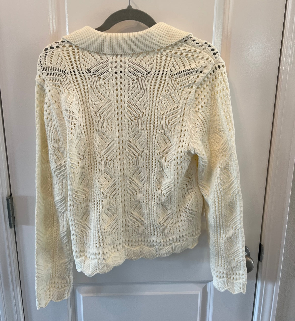 Jonathan Simkhai Knit Long Sleeve Polo Women’s Size Small Ivory (Originally $363.00 Retail)