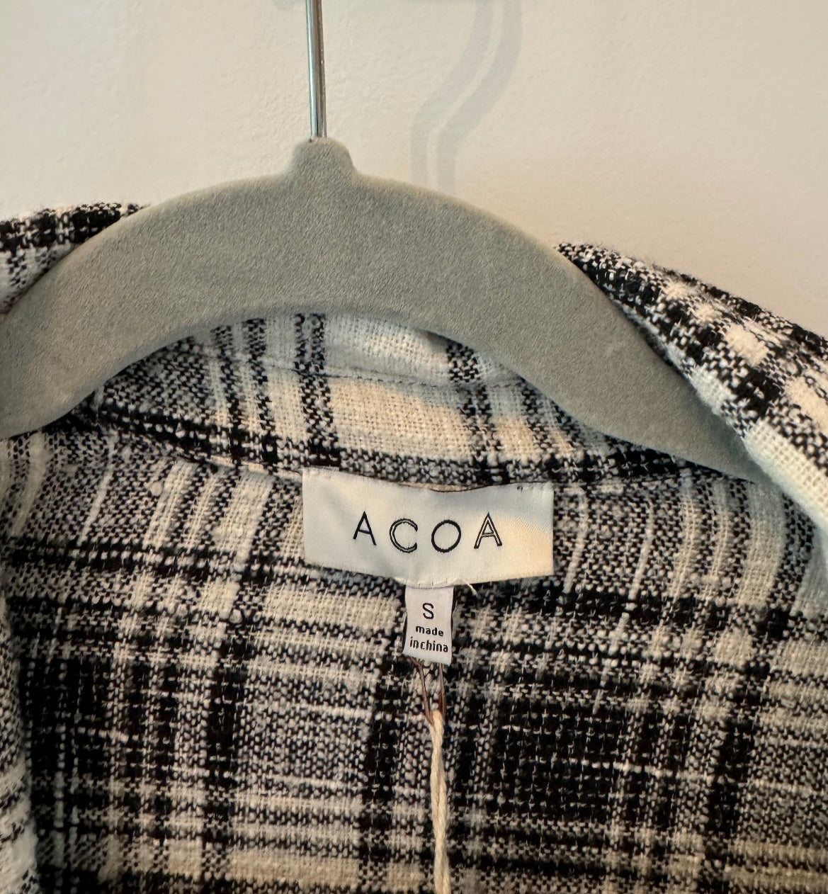 Acoa Plaid Duster Shacket Women’s Size Small