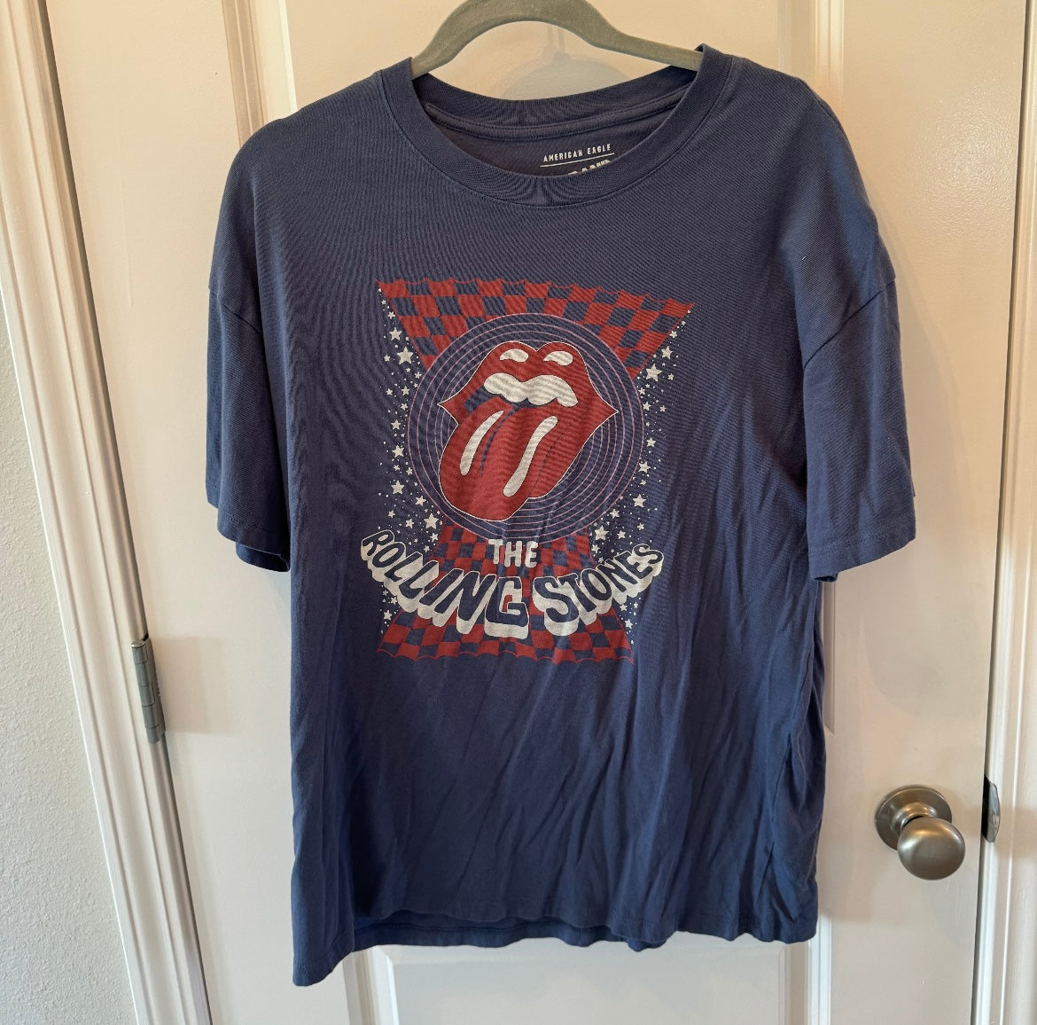 American Eagle The Rolling Stones Band Tee Short Sleeve Graphic Women’s Size Medium Navy