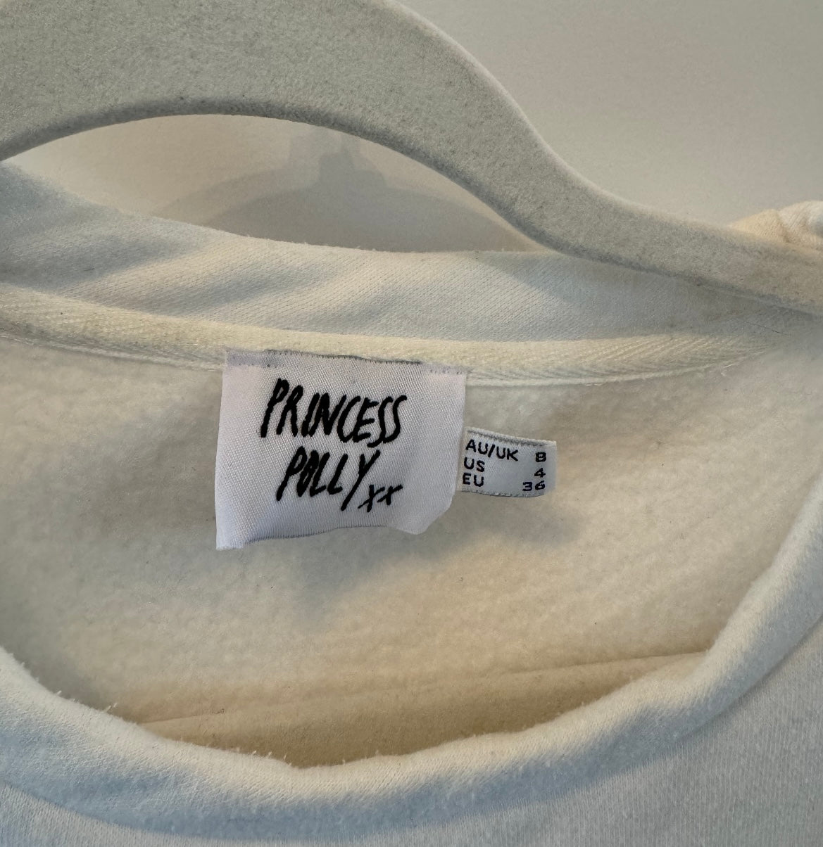 Princess Polly Crewneck Sweatshirt Women’s Size 4 Solid White