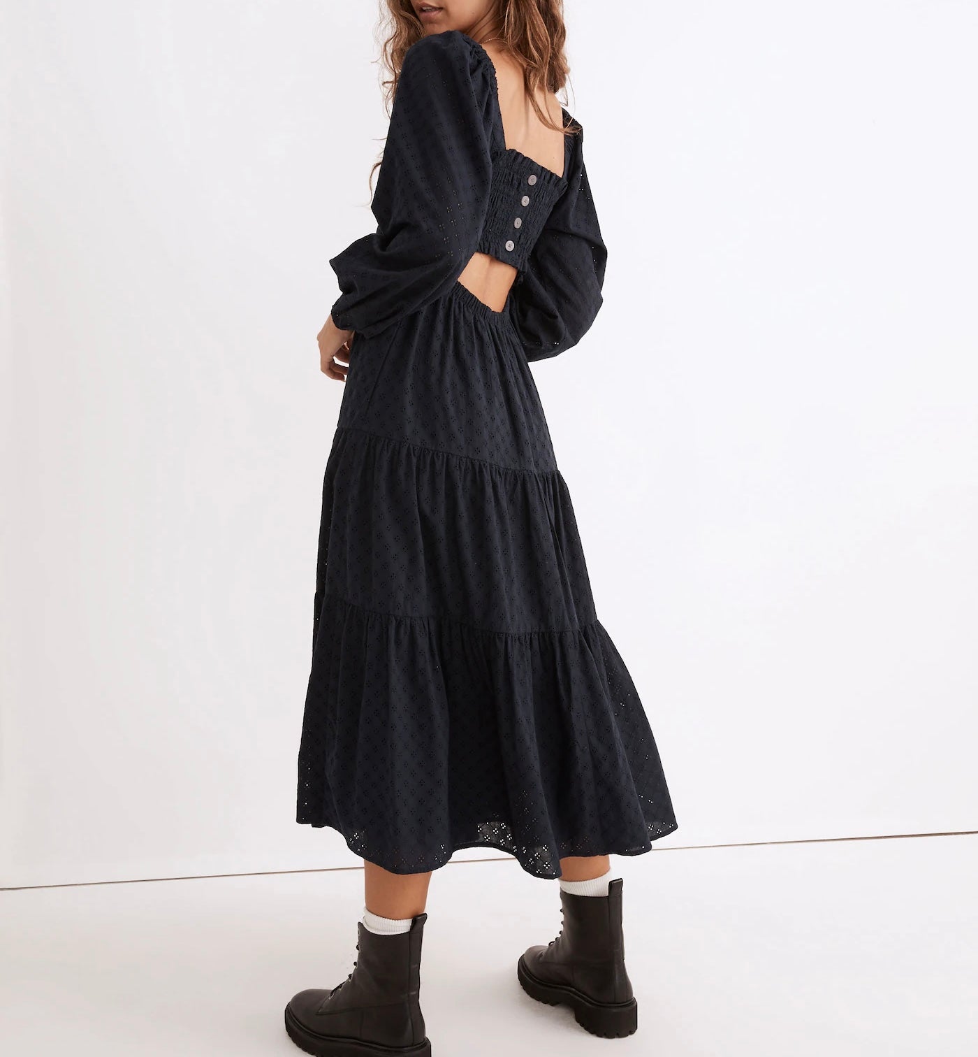 Madewell Lucie Cutout-Back Midi Dress Women’s Medium Navy