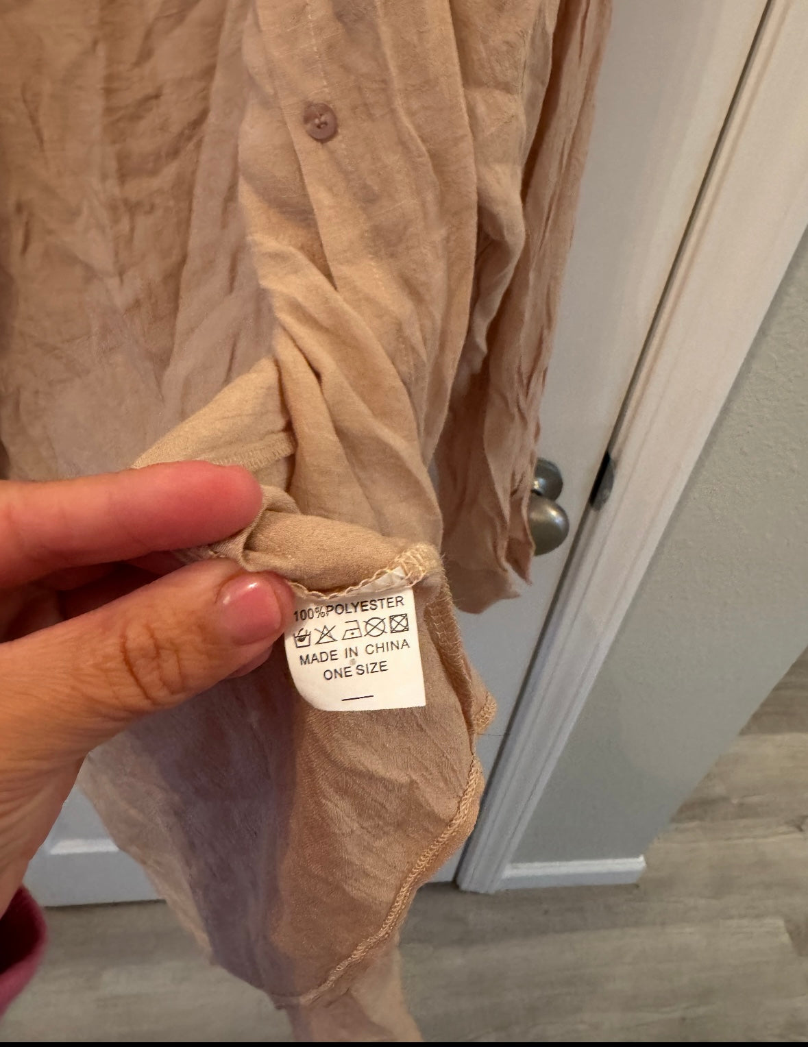 Button Front Top Women’s One Size Tan