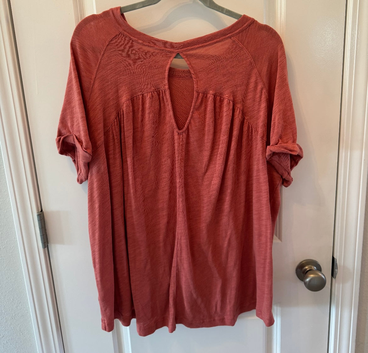 American Eagle Slub Baby Doll Top Short Sleeve Women’s Size Medium Rust