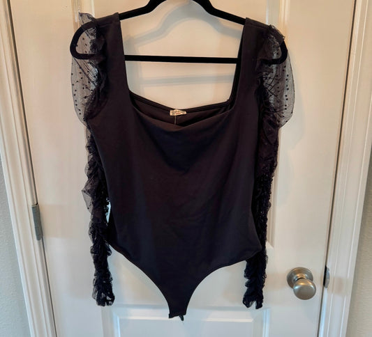 Free People Tongue Tied Bodysuit Women’s Large Black NWT