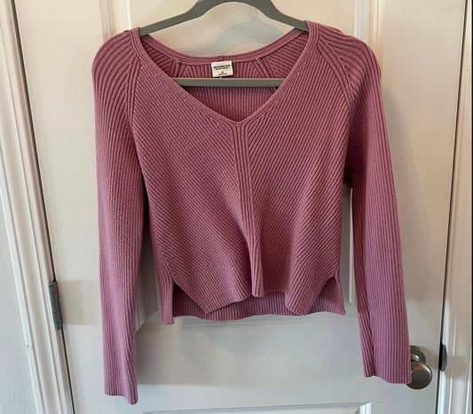 Abercrombie Ribbed Cropped VNeck Sweater Women’s Size XS Mauve