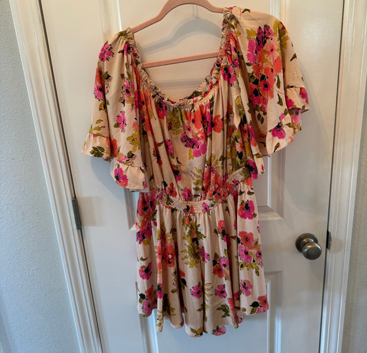 Aakaa Floral Dress Women’s Size Large Cream