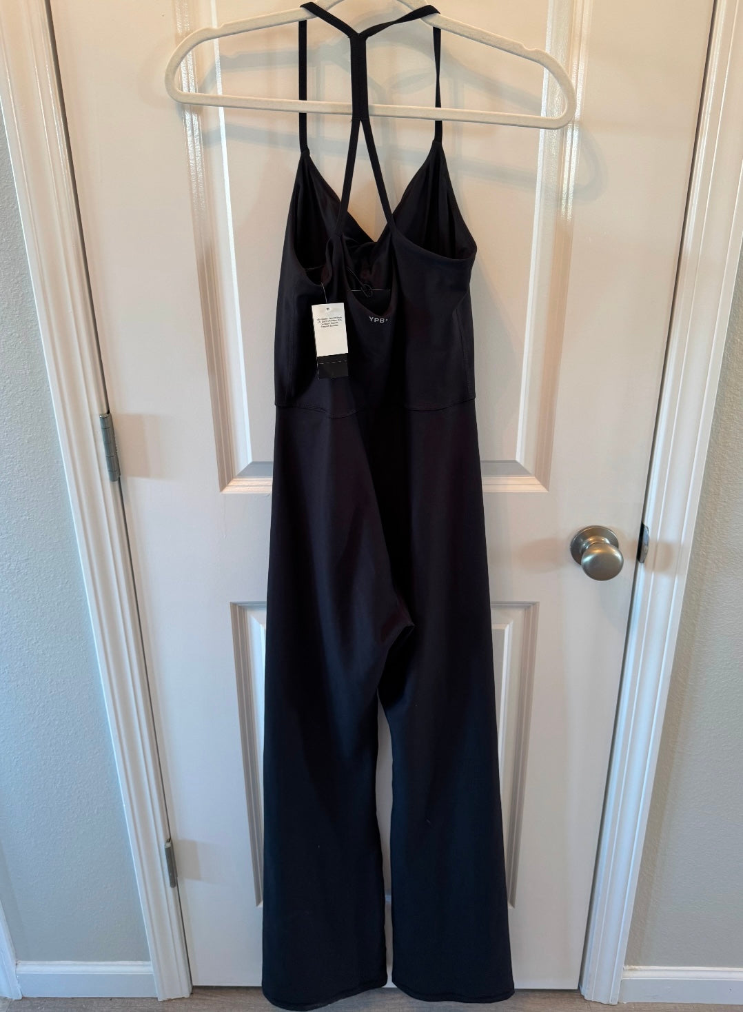 Abercrombie & Fitch YPB sculptLUX Full-Length Flare Jumpsuit Women’s Medium Black NWT