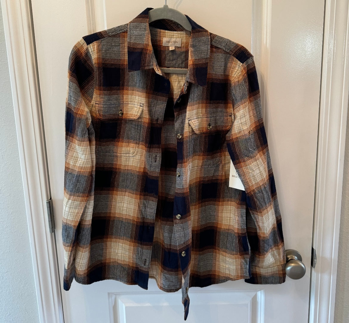 Brixton Bowery STT Long Sleeve Flannel Women’s Size Medium Navy