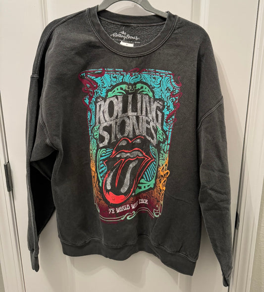 Rolling Stones Band Graphic Sweatshirt Women’s S/M Charcoal Gray NWT