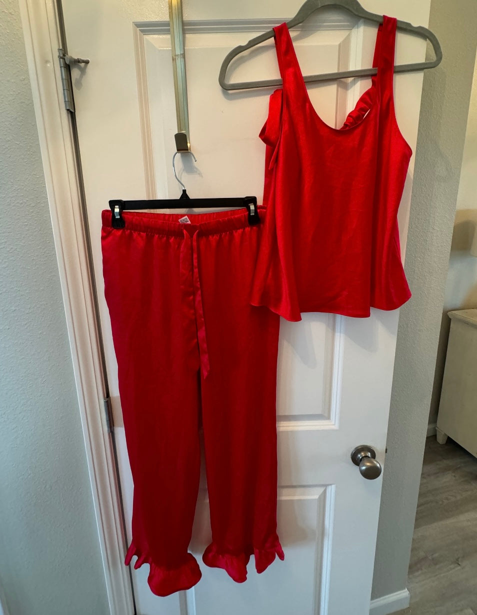 Victoria’s Secret Satin Pajama Matching Set Women’s Size Small Red