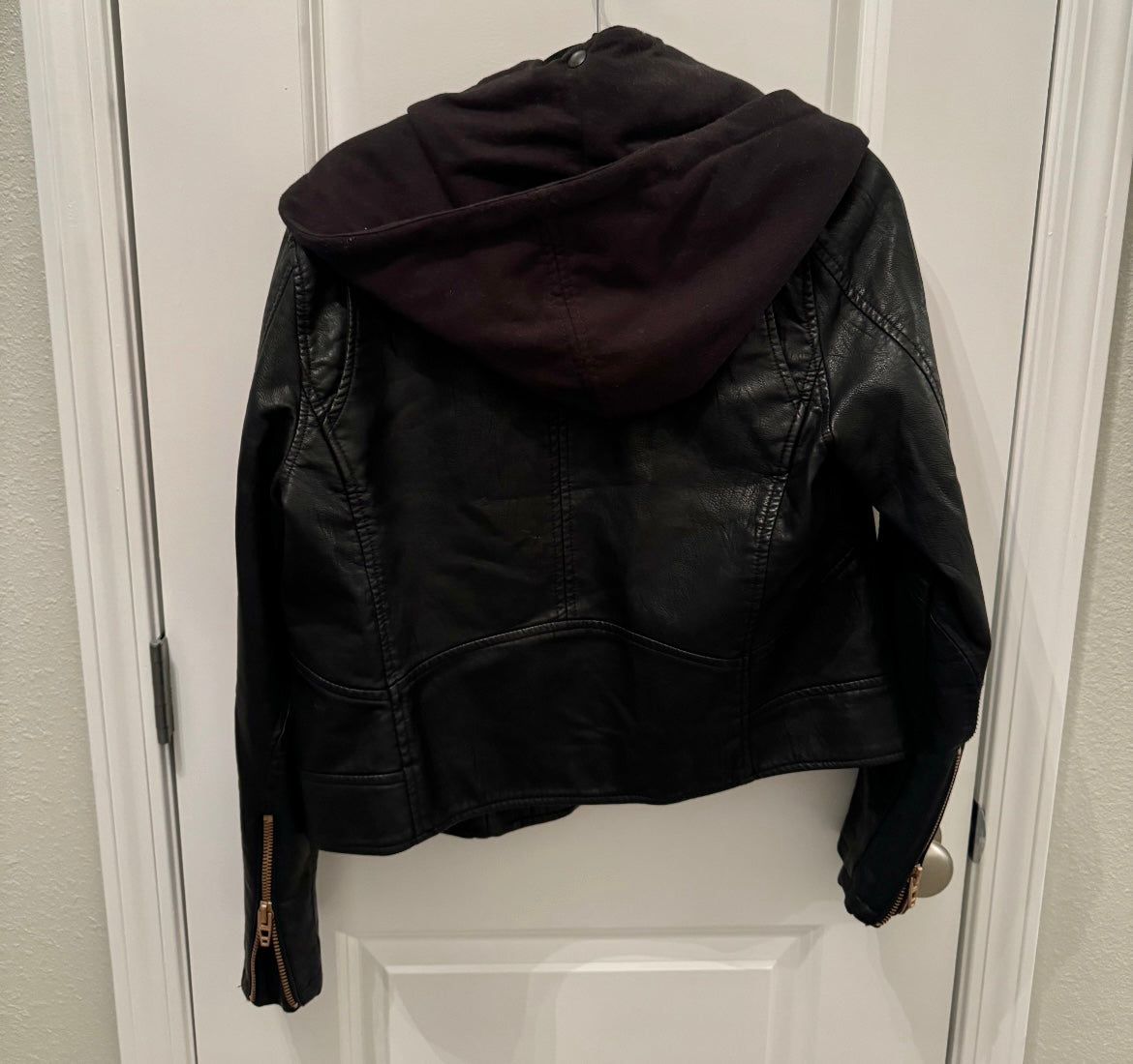 BlankNYC Hooded Faux Leather Jacket Women’s Large