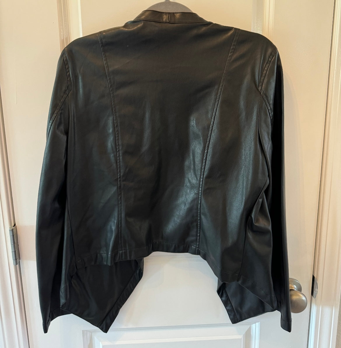 Jack by BB Dakota Drape Front Faux Leather Jacket Women’s Size Large Black