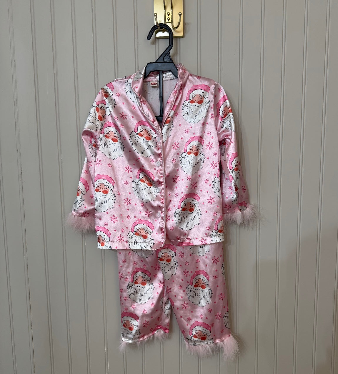 Santa Satin Pajamas Toddler Girl Size 3T Pink