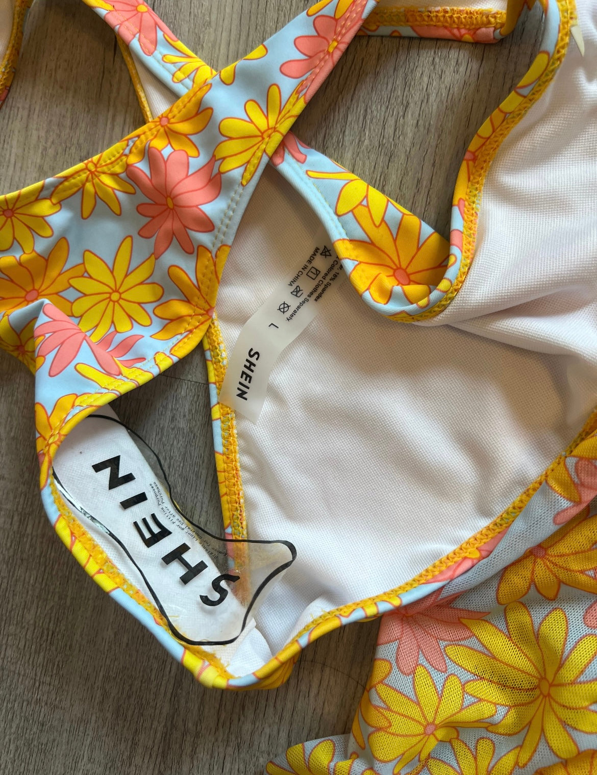 Flower Print 70s Bikini Swim Set Women’s Size Large 12-14 Yellow