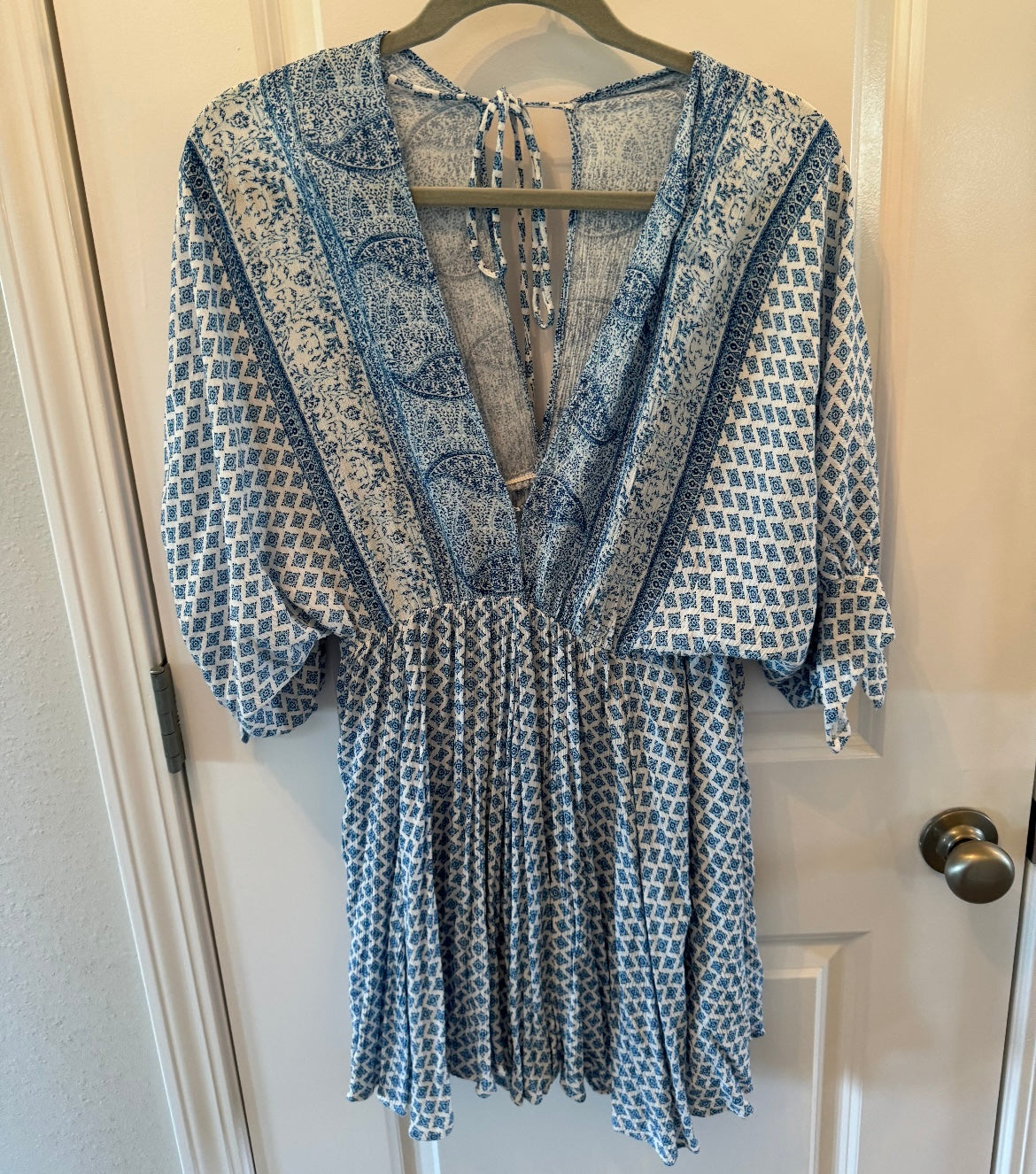 Paisley Bohemian Floral Dress Women’s Size Large Blue