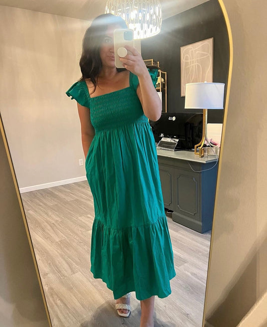 OPI Smock Off the Shoulder Summer Dress Women’s Size XS 0-2 Green