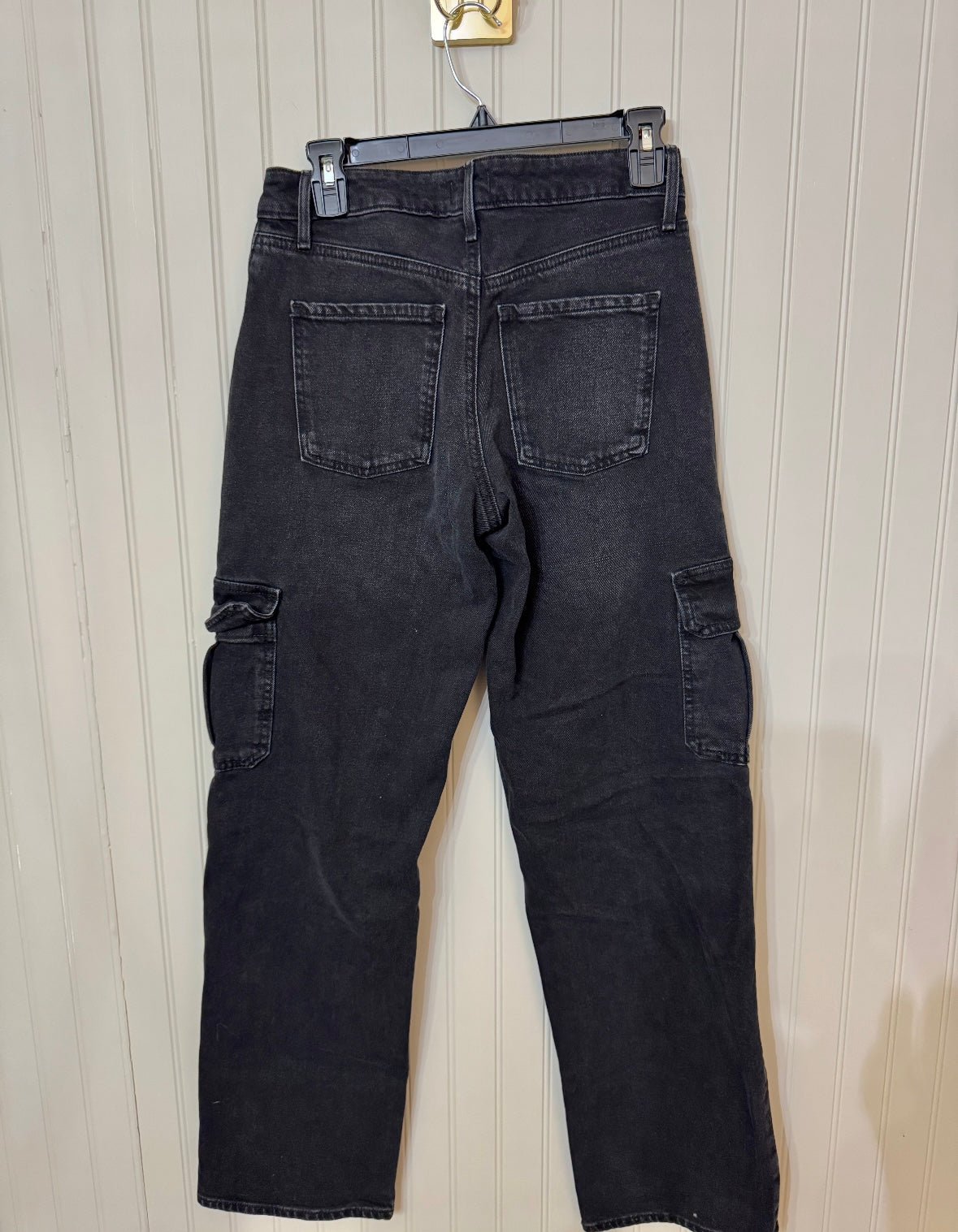 Express Relaxed Straight Cargo Jeans Women’s Size 0 Reg Black