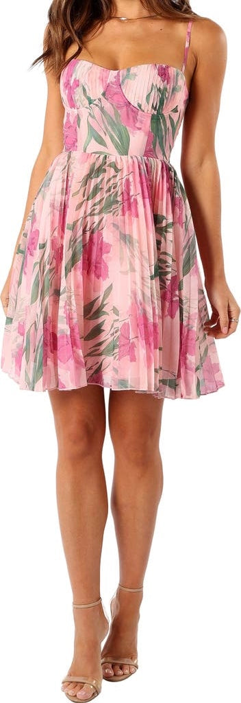 Petal & Pup Achanti Floral Pleated Chiffon Mini Dress Women’s Size XS Pink