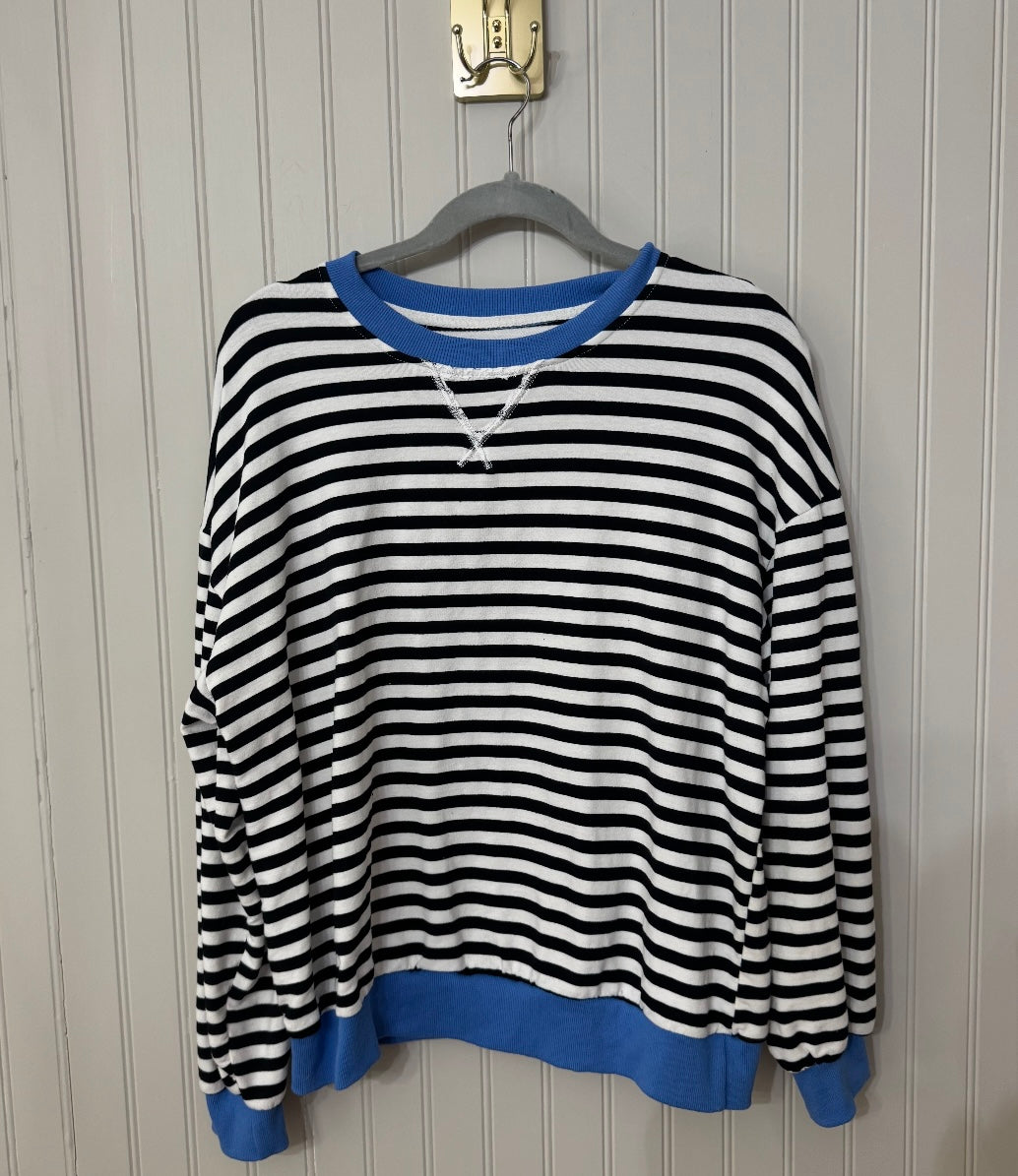 Stripe Long Sleeve Top Women’s Medium Black White