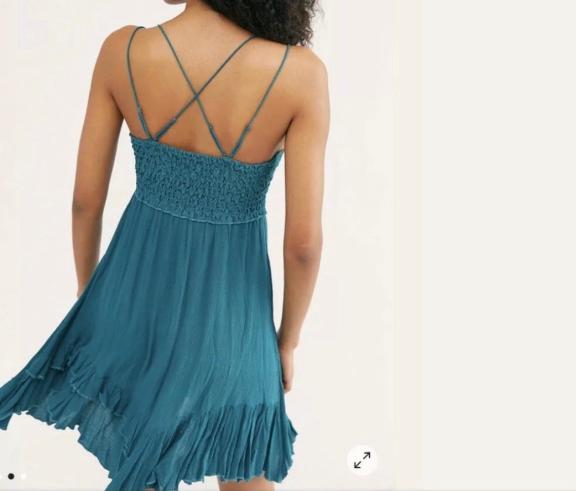 Free People Adella Lace Slip Dress Women’s Size XS Teal