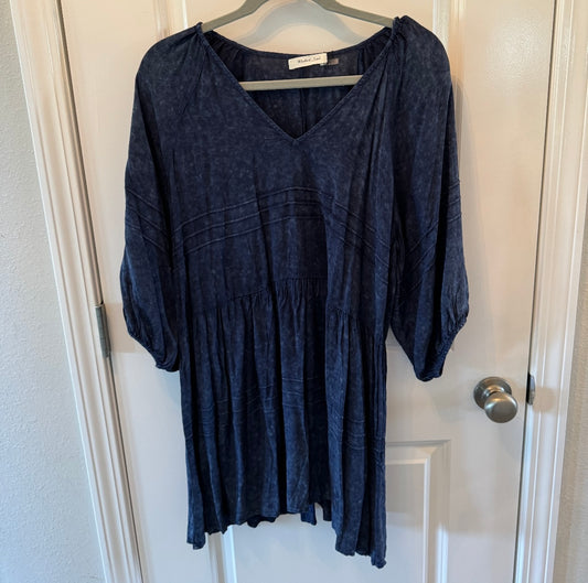 Mustard Seed VNeck Chambray Dress Women’s Size Medium Navy