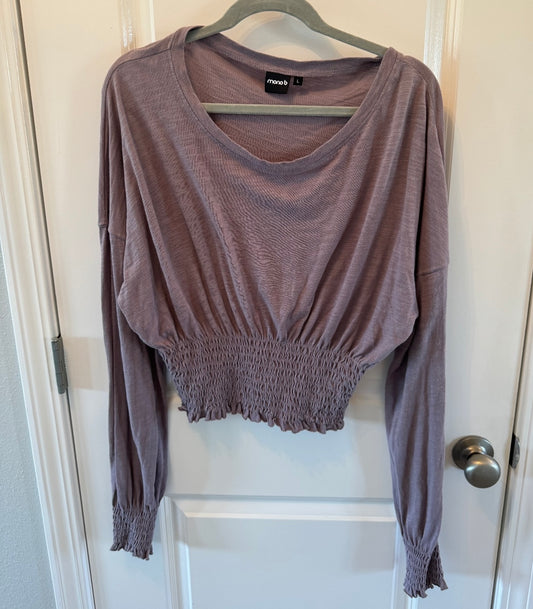 Mono B Smock Long Sleeve Knit Top Women’s Large Purple