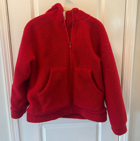 Fabletics Lotta Cocoon Zip Hoodie Nubby Fleece Full Zip Jacket Women’s Size Small Red