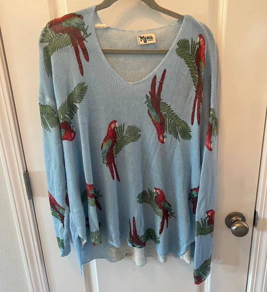 Show Me Your Mumu Loose Knit Sweater Polly Parrot Women’s Size XS Pastel Blue