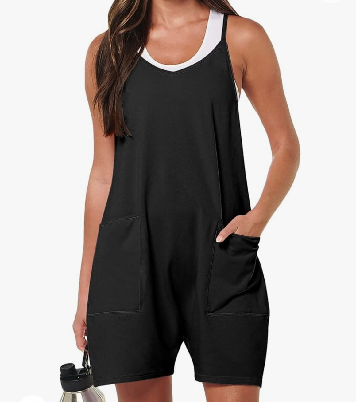 Romper Lightweight Racerback w Pockets Women’s Size Small Black