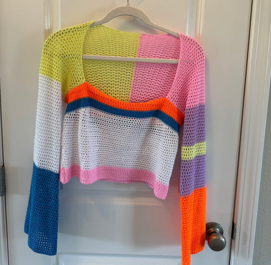 Neon Colorblock Knit Top Women’s Small