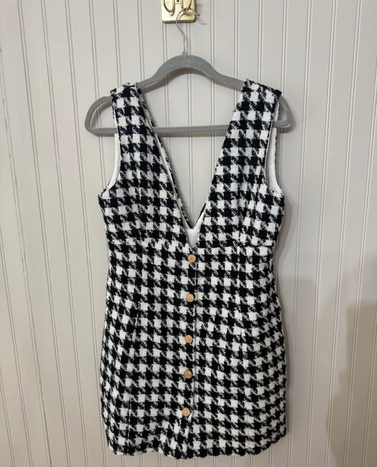 Pink Lily Houndstooth Dress Women’s Large Black White