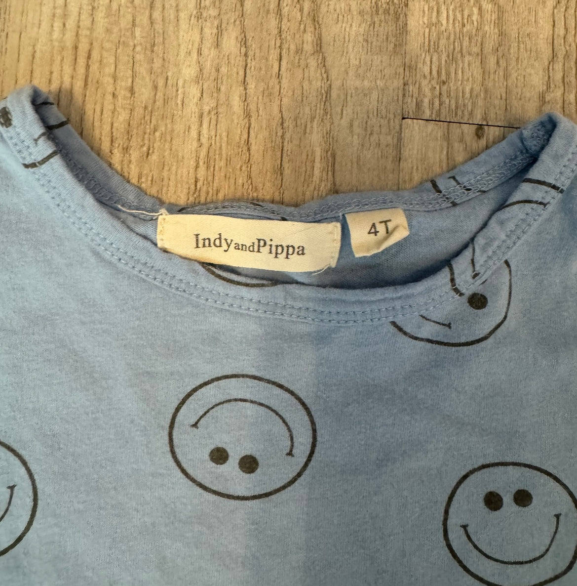 Indy and Pippa Smiley Face Daydreamer Cotton Matching Set Toddler Girl Size 4T Dusty Blue