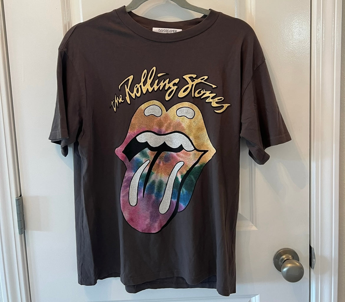 Daydreamer x Free People The Rolling Stones Band Tee Short Sleeve Women’s Size Small Gray