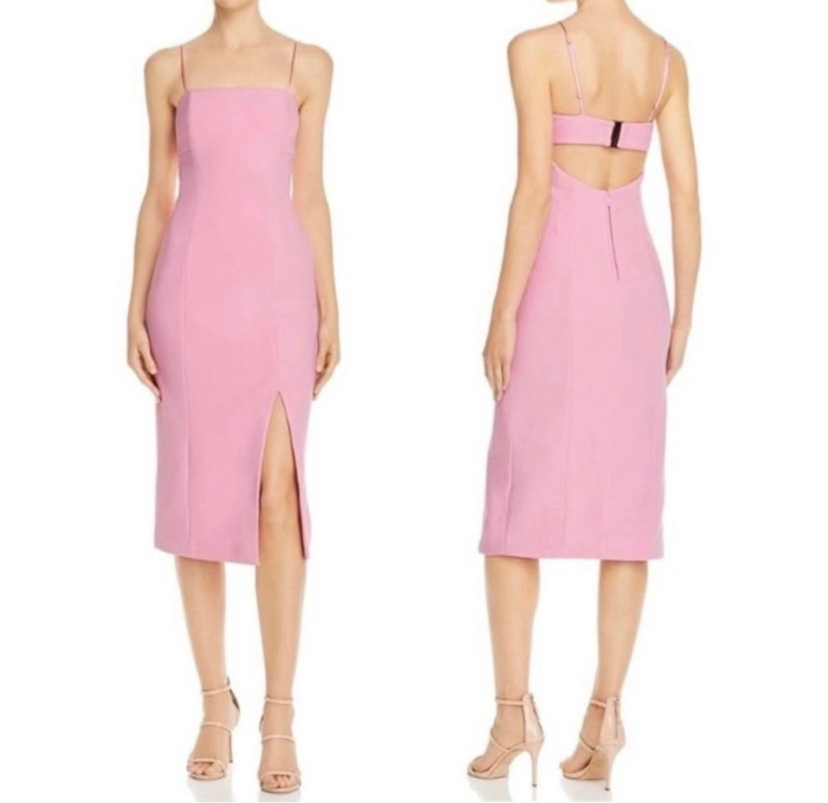 Finders Keepers Magdalena Midi Dress w Slit Women’s Size 4 Small Lilac Pink