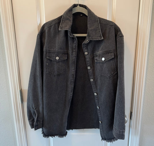 Denim Button Down Shirt Women’s Size Medium Black