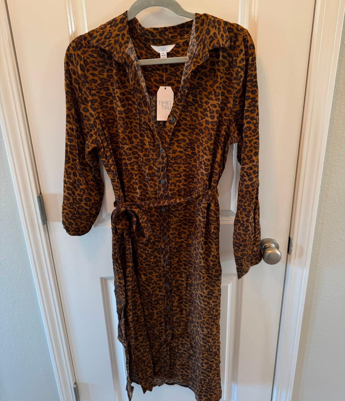 Time & Tru Leopard Dress Women’s Medium Brown NWT