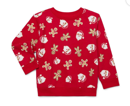Santa Gingerbread Long Sleeve Top Toddler Size 4T Red